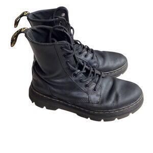 Dr. Martens Combs‎ Leather Ankle Boots Black Lace Up Women's US 8 EU 39